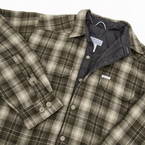 Columbia Mens Wool Blend Fleece Lined Plaid Shirt Jacket Size M Workwear Grunge
